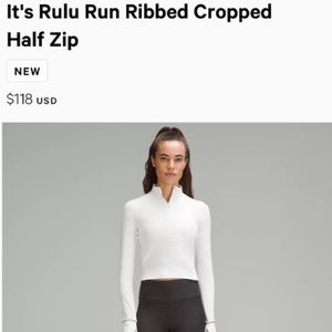 Lululemon Rulu Run ribbed cropped half zip